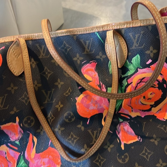 Rare and Retired Louis Vuitton Stephen Sprouse Neverfull Bag with Roses - Picture 8 of 15